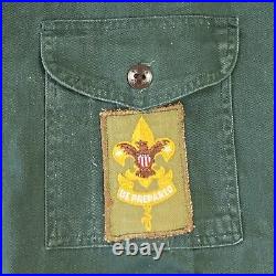 Boy Scouts Of America Vintage 50s Mens Button Shirt Outdoor Camp Patches Green S