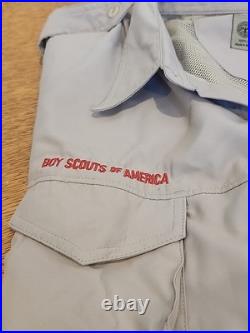 Boy Scouts of America BSA Men's Adult Shirt XL Vented Tan WithPatches Attached Boy Scouts of America BSA Men's Adult Shirt XL Vented Tan WithPatches Attached