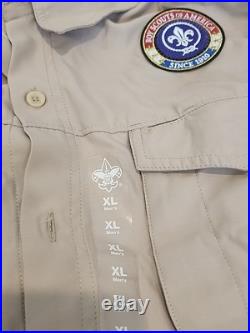 Boy Scouts of America BSA Men's Adult Shirt XL Vented Tan WithPatches Attached Boy Scouts of America BSA Men's Adult Shirt XL Vented Tan WithPatches Attached