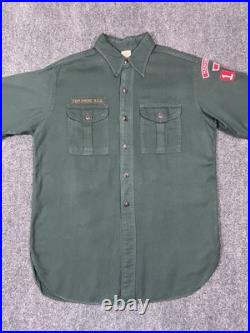 Boy Scouts of America Sanforized Shirt Vintage Patched Explorer BSA Uniform