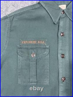 Boy Scouts of America Sanforized Shirt Vintage Patched Explorer BSA Uniform