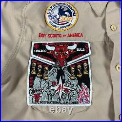 Boy Scouts of America Shirt Mens Medium Uniform Chicago Bulls Patches Jamboree