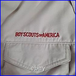 Boy Scouts of America Shirt Vented Uniform Men Size Large Sewn Patches USA Beige