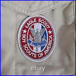 Boy Scouts of America Shirt Vented Uniform Men Size Large Sewn Patches USA Beige