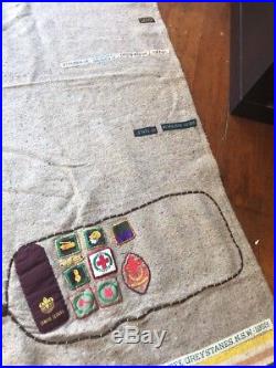 Boy scout Collectible 1953 blanket Vintage BSA Patches 67x44 Over 100 Sew Ons