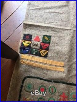 Boy scout Collectible 1953 blanket Vintage BSA Patches 67x44 Over 100 Sew Ons