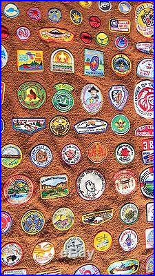 Boy scouts trophy hide, blanket, with over 400 patches sewn on, impressive