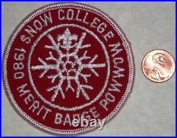 Bsa Boy Scout Oa Snow College 1980 Merit Badge Pow Wow Pocket Patch 3 Mint