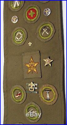 D1 1920s Merit Badge Sash, Beautiful Condition, 1st Eagle Patch, Pins & Insignia