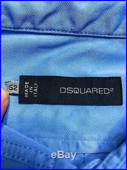 Dsquared2 Corps Military Boy Scout Patches Button Up Shirt Blue Rare Size 52