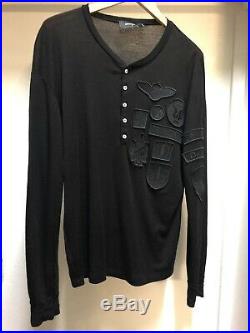 Dsquared2 Mens Black Wool Sweater Boy Scout Patch Size Large Italy