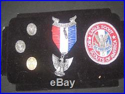 Eagle Scout Stange 7 Medal with 2 Mom pins and a Mentor Pin, & Patch eb10