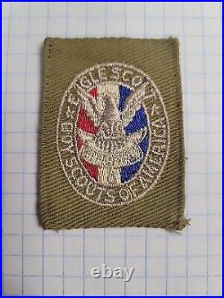 Eagle Scout Type 3 Rank Patch 1942-43 Starch Back Olive Cotton Thread Boy Scout