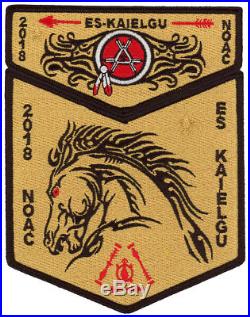 Es-Kaielgu Lodge 311 NOAC 2018 2-Piece OA Boy Scout Gold Flap Patch Set BSA