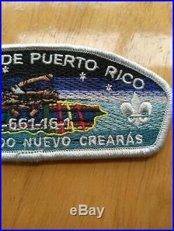 F/S BSA Patch CSP COUNCILIO DE PUERTO RICO N5-661-16-1 UN MUNDO NUEVO GREARAS 2p