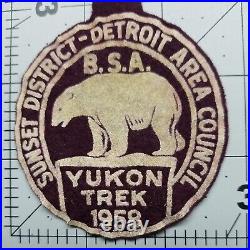 Felt BSA Patch Vintage 1958 YUKON TREK Boy Scout Sunset District Detroit Council