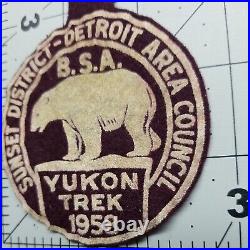 Felt BSA Patch Vintage 1958 YUKON TREK Boy Scout Sunset District Detroit Council