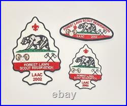 Forest Lawn Scout Reservation Patches 3-piece Laac 2002 Staff Set Black Bdr Rare Forest Lawn Scout Reservation Patches 3-piece Laac 2002 Staff Set Black Bdr Rare