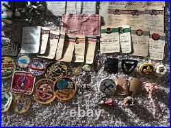 HUGE Lot 330+ 1940s-60s Boy Scout Items Patches Neckerchiefs Slides Pins Books