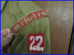 Holyoke Boy Scout 1940's Shirt with Insignia & Unknown FMV Felt Patch TH2 UF07