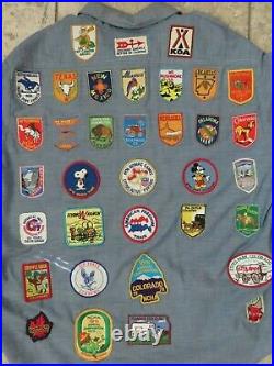 Huge Lot Of (47) Vintage RARE Traveling Patches On a JC Penny'Big Mac' Shirt