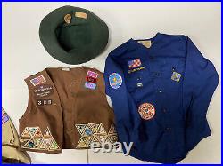 Huge Lot of 15 Vintage Boy & Girl Scout Uniform Shirts Scouting Patched 70s 80s