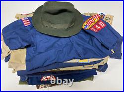 Huge Lot of 15 Vintage Boy & Girl Scout Uniform Shirts Scouting Patched 70s 80s