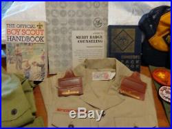 Huge Vintage BSA Boy Scouts Lot Patches Sash Neckerchiefs Uniform Books Caps