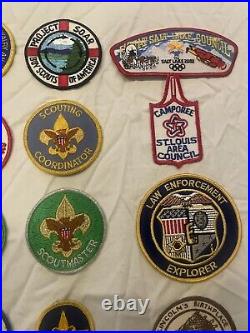 Huge Vintage Boy Scout 24 Patch Lot St Louis Missouri BSA Leonard Wood 80s 70s