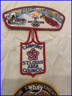 Huge Vintage Boy Scout 24 Patch Lot St Louis Missouri BSA Leonard Wood 80s 70s