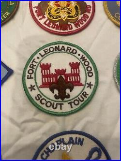 Huge Vintage Boy Scout 24 Patch Lot St Louis Missouri BSA Leonard Wood 80s 70s