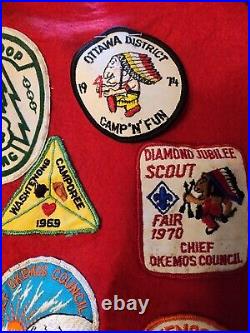 Huge Vintage Boy Scout Lot over 115 Patches, 3 Vests And Slides 60s 70s 80s