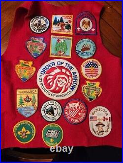 Huge Vintage Boy Scout Lot over 115 Patches, 3 Vests And Slides 60s 70s 80s