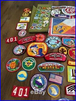 Huge Vintage Boy Scouts BSA Patches Sash lot Estate Find