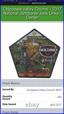 JACK LINKS SET Chippewa Valley Council 2017 National Scout Jamboree JSP Patch