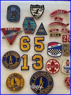 Large Lot Of Over 60 Vintage Patches Ski, Camporee, Military, Beer, Cub Scouts +