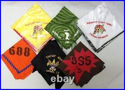 Large Lot of 71 Vintage BOY SCOUTS of AMERICA Neckerchiefs, Patches, Emblems