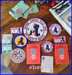 Large Vintage BSA Boy Scouts America Lot Patches Slides Neckerchief 60's 70's