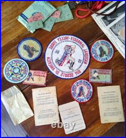 Large Vintage BSA Boy Scouts America Lot Patches Slides Neckerchief 60's 70's