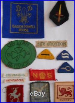 Large lot of vintage genuine old british boy scout cloth insignia badges