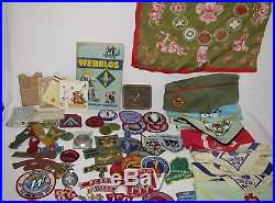 Lg Lot Vintage Boy and Cub Scout Weebelos Patches Pins Cards Neckerchiefs More