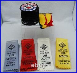 Lot Of Assorted Boy Scout Patches, Ribbons, Job Cards & Laker Player Bench Card