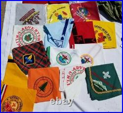 Lot Of Vtg Boy Scouts Patches Neckerchief Belt Cap Neal Slides Pins Books Shirts