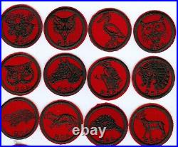 Lot of 40 Vtg Unused BSA Boy Scout Patrol Patches Red Nylon Mixed Asst K