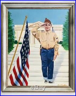MID Century Vintage Boy Scout Portrait American Flag Patch Knife Chuck Taylor