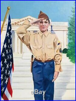 MID Century Vintage Boy Scout Portrait American Flag Patch Knife Chuck Taylor