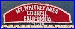 MT. WHITNEY AREA COUNCIL CALIFORNIA Boy Scout Red & White Strip PATCH RWS CSP