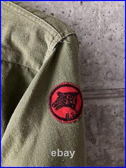Men's VTG 1940's Boy Scout Button Up Shirt Size Medium Official Uniform Patches