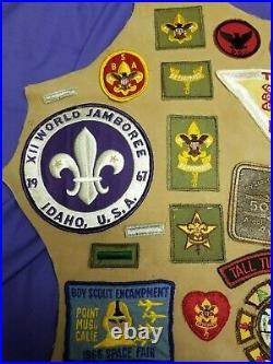 Mixed Lot Vintage BSA Boy Scouts America Patches Mounted 21x31 Leather 1960's