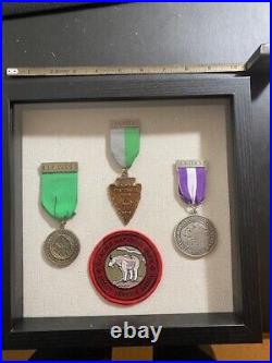 Montana Council 3 Glacier National Park Service Medals and Patch In Shadow Box